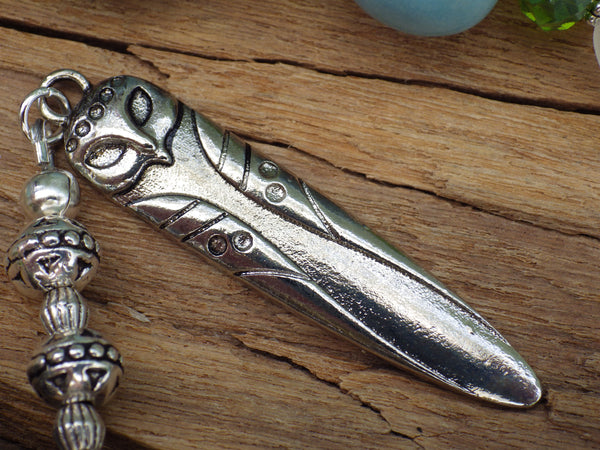 Celtic Owl Goddess Minerva / Blodeuwedd Meditation Beads OOAK