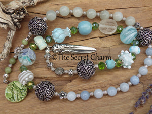 Celtic Owl Goddess Minerva / Blodeuwedd Meditation Beads OOAK
