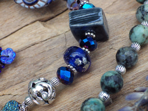 Triple Moon Goddess Wiccan Prayer Beads OOAK