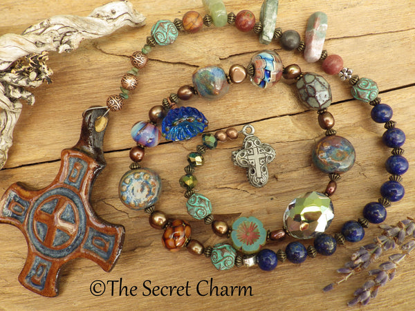 Celtic Cross & Prayer Box Cerridwen Prayer Beads OOAK