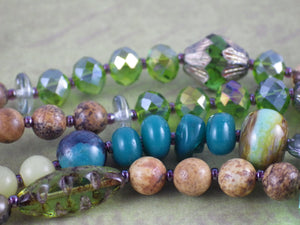 Green Woman Celtic Paidirean Sterling Rosary Necklace OOAK