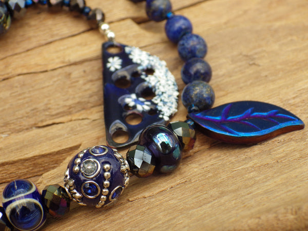 As Above So Below, Sapphire & Sterling Silver Winter Solstice Prayer Beads OOAK