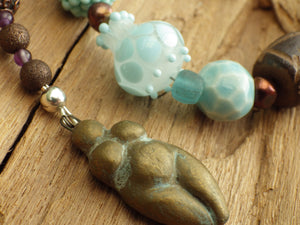 Moon Goddess Sterling Silver Pagan Prayer Beads OOAK