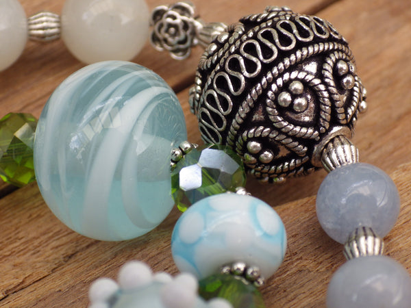 Celtic Owl Goddess Minerva / Blodeuwedd Meditation Beads OOAK