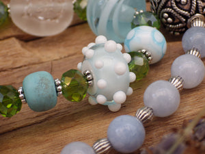 Celtic Owl Goddess Minerva / Blodeuwedd Meditation Beads OOAK