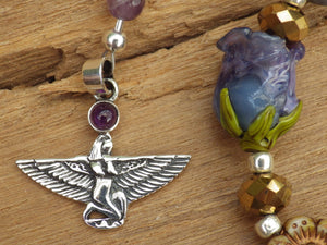 Eqyptian Goddess Isis Sterling Pagan Prayer Beads OOAK