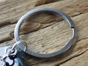 Blue Agate & Pentagram Keyring Keychain, Bag Charm