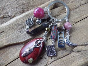 Goddess Cerridwen Keyring, Jasper & Quartz Bag Charm