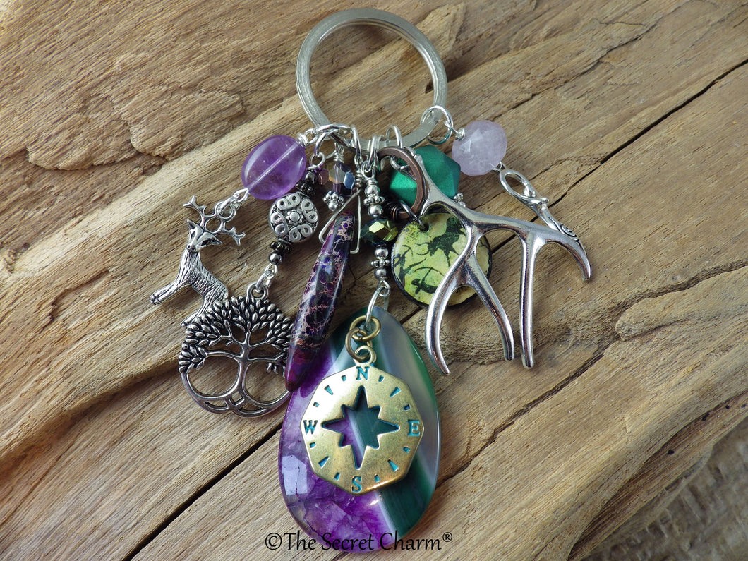 Elen Of The Ways Gemstone Bag Charm, Keychain Keyring