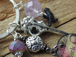 Dark Goddess Morrigan Gemstone Bag Charm Keyring OOAK