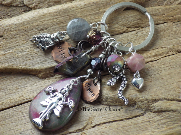 Goddess Lilith Inanna Gemstone Bag Charm Keyring OOAK