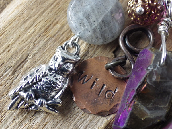Goddess Lilith Inanna Gemstone Bag Charm Keyring OOAK