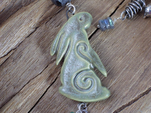 Moon Gazing Hare Sterling Silver Pagan Prayer Beads