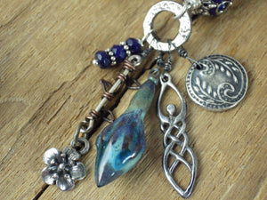 Celtic Goddess Sterling Silver & Sapphire Pagan Prayer Beads