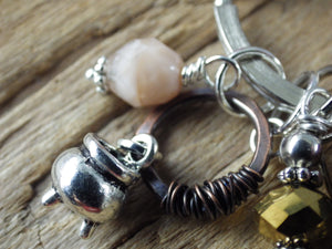 Goddess Cerridwen Keyring, Jasper & Quartz Bag Charm