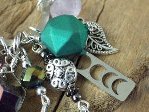 Hedgewitch Keyring, Green Witch Keychain, Bag Charm OOAK