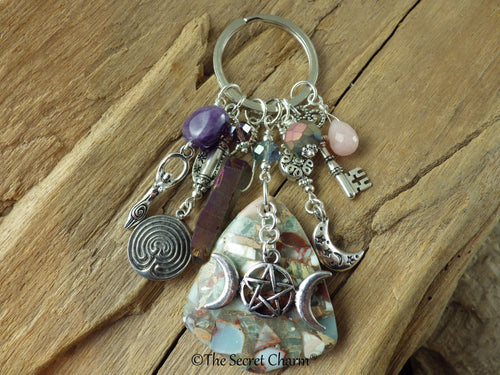 Goddess Hecate Gemstone Keychain Keyring, Bag Charm