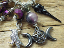 Morrigan Gemstone Bag Charm, Crow Goddess Keychain Keyring