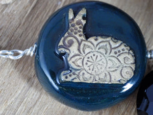 Moon Gazing Hare Sterling Silver Pagan Prayer Beads OOAK